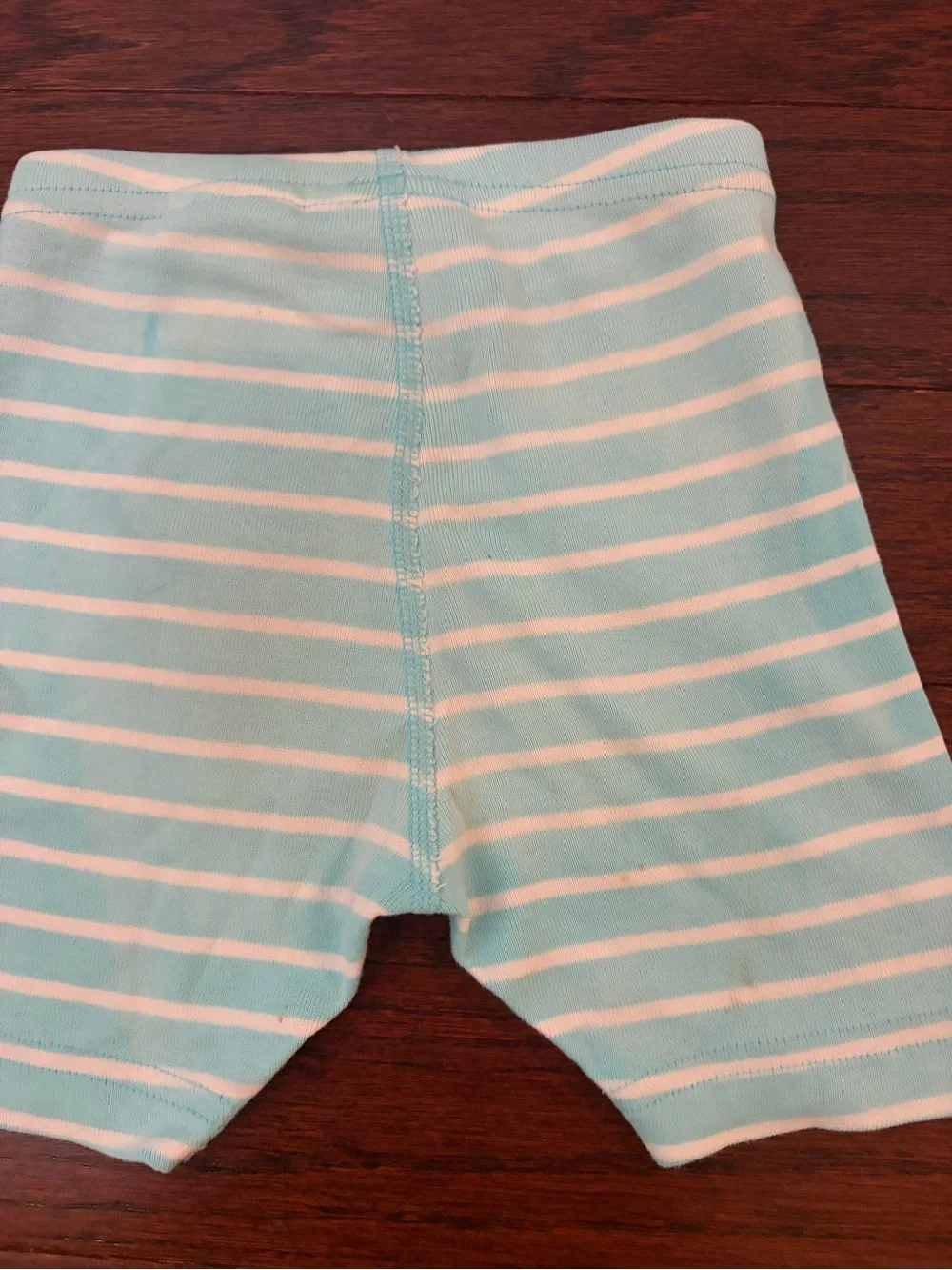Hanna Andersson Aqua and White Striped Cotton Shorts 80 18-24mos